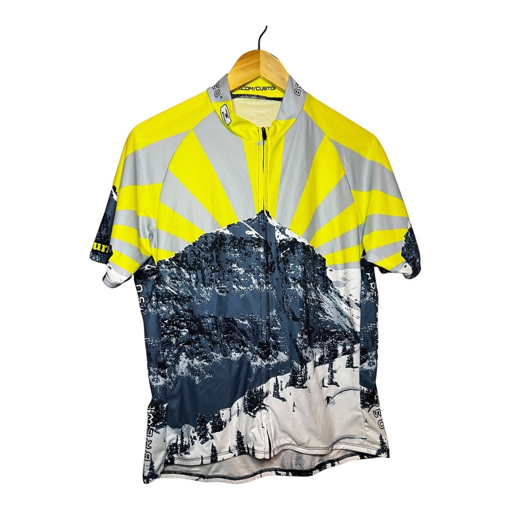 Sugoi Telluride Brewing Co Tempter IPA Cycling Jersey Mens L Yellow Mountain Zip